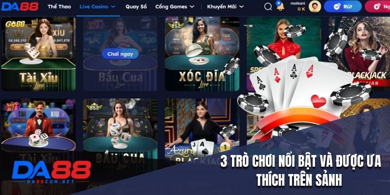3 trò chơi nổi bật và được ưa thích trên sảnh 3 trò chơi nổi bật và được ưa thích trên sảnh