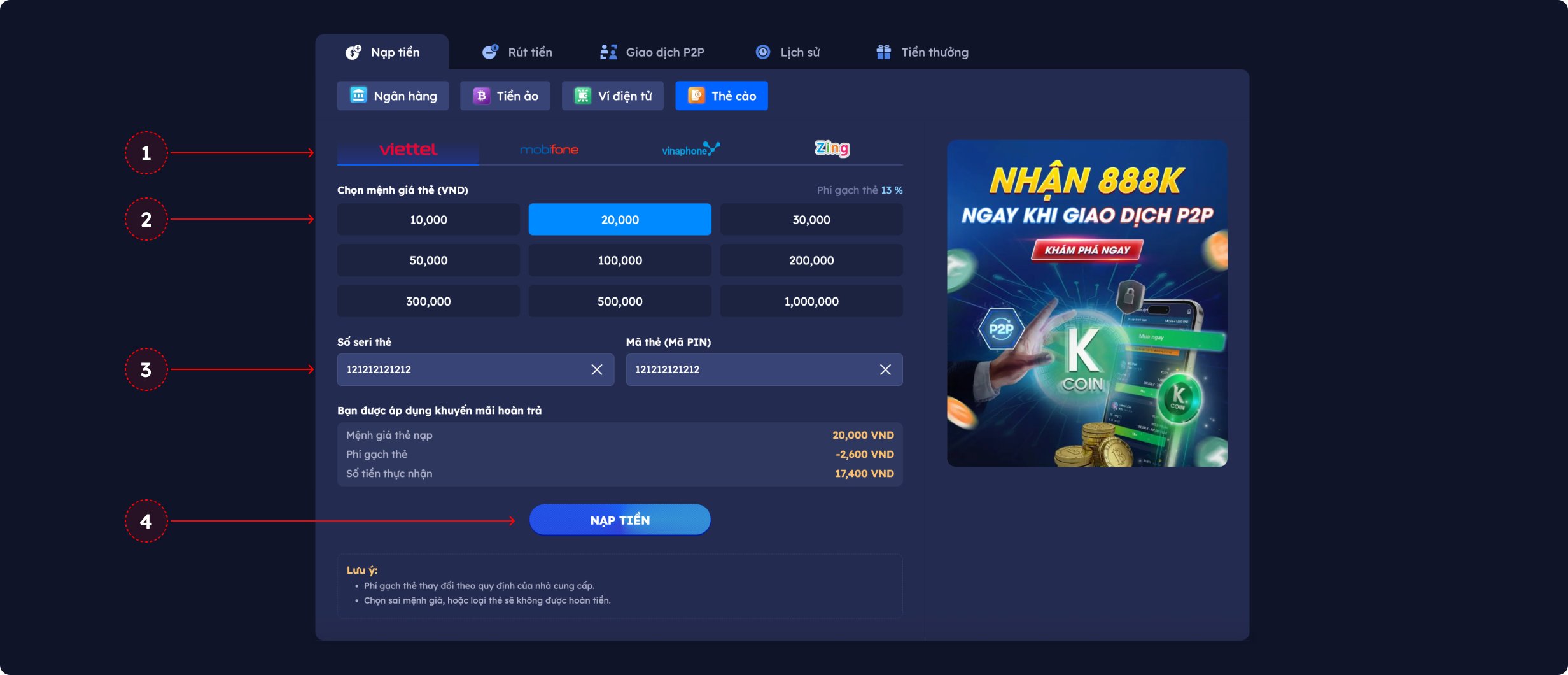 Hướng dẫn nạp tiền Da88 qua Thẻ cào Hướng dẫn nạp tiền Da88 qua Thẻ cào